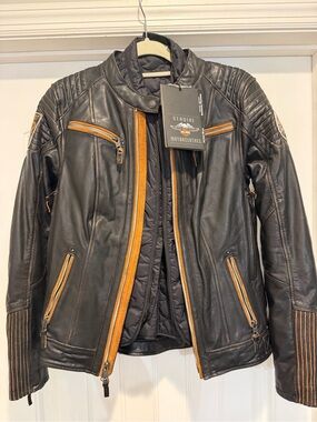 NWT Harley Davidson 100% Leather Women Maize Moto Riding Jacket 97013-19VL $495